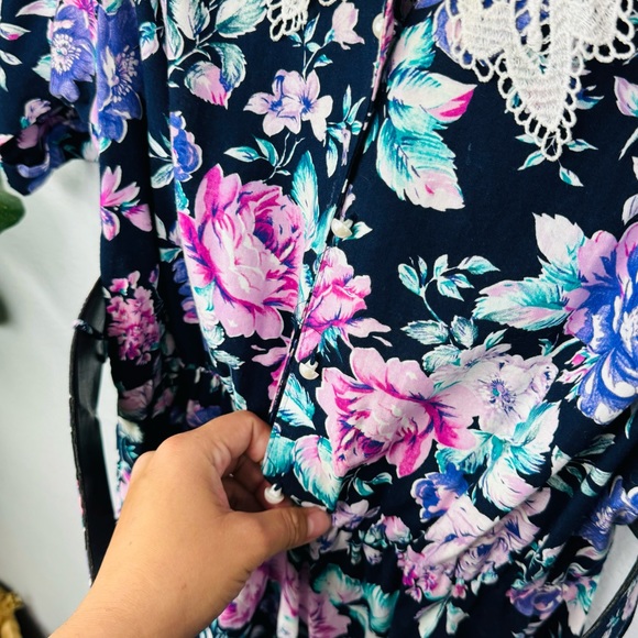 Vintage Ms. Choice Lace Collar Floral Midi 90s Princess Shabby Chic Dress - Picture 7 of 9